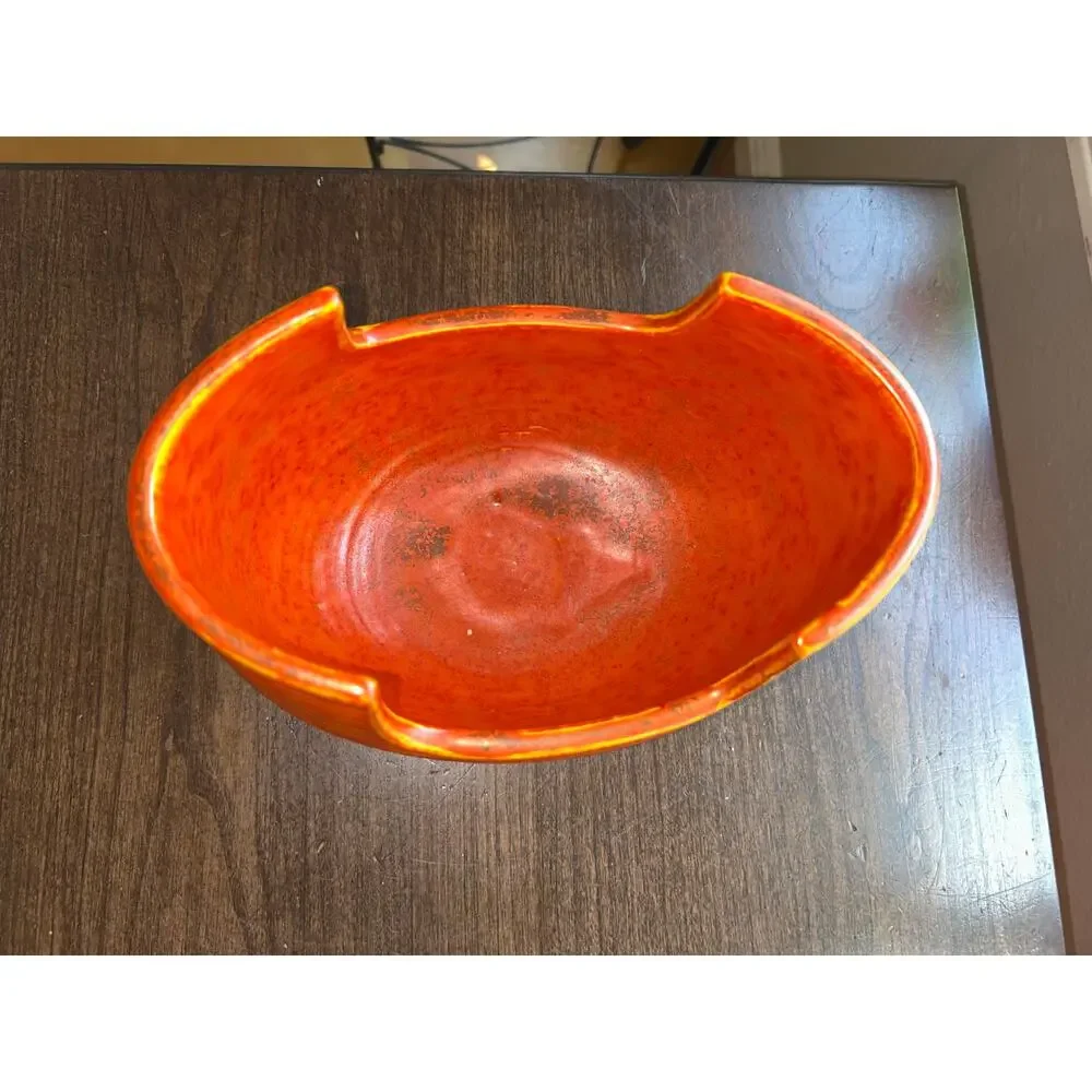 T14 Nanzan Pottery Vase Ceramic Flower Vase Ikenobo orange ribbed